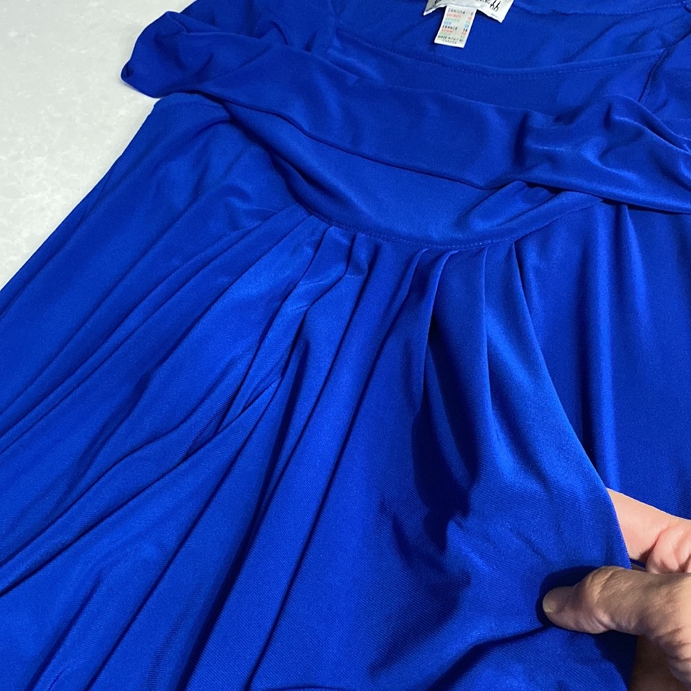 Joseph Ribkoff Royal Blue off shoulder Midi dress , ruffles front size 8 ⭐️⭐️⭐️ - Picture 11 of 12